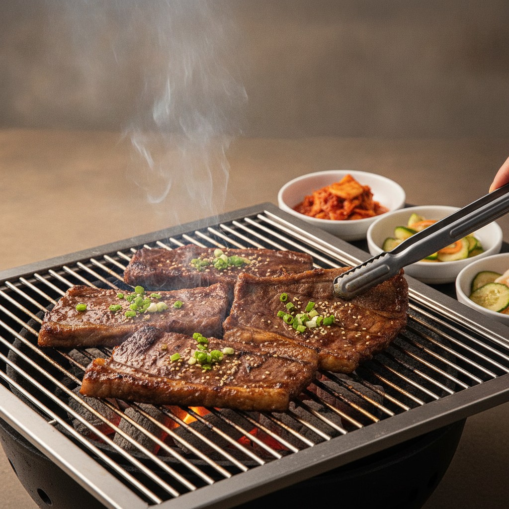 Galbi : Côtes de Bœuf Coréennes Marinées au Soja et Sésame, Grillées au Barbecue