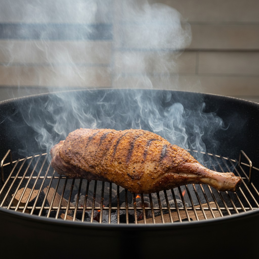 Gigot d'Agneau Fumé au Barbecue : Cuisson Lente Basse Température