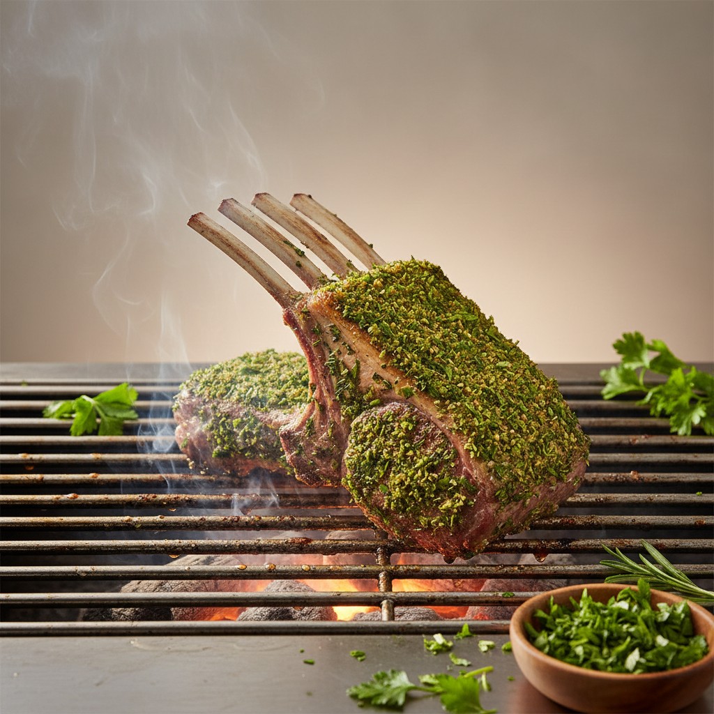 Rack d'Agneau au Barbecue : Croûte aux Herbes et Cuisson Rosée Parfaite