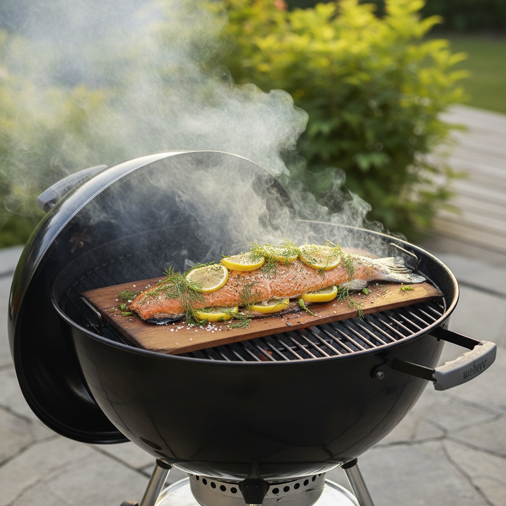 Saumon sur Planche de Cèdre au Barbecue : Fumé, Fondant, Irrésistible